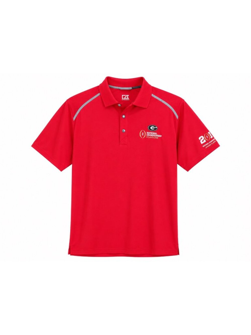 Cutter & Buck Mens 2018 National Championship Polo Shirt Red Size L Moisture-Wic